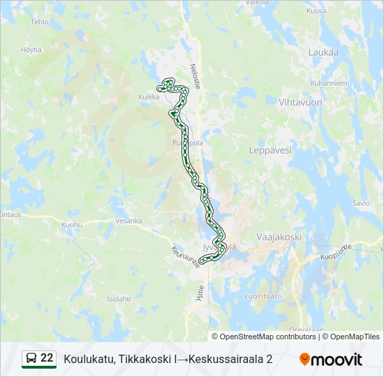 22 bussi -linjakartta