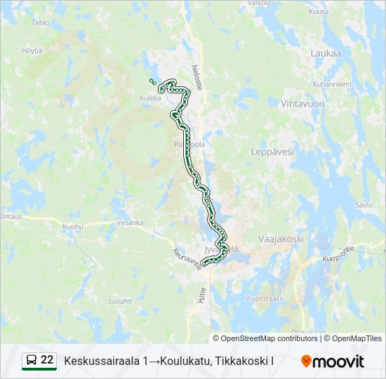 22 bussi -linjakartta