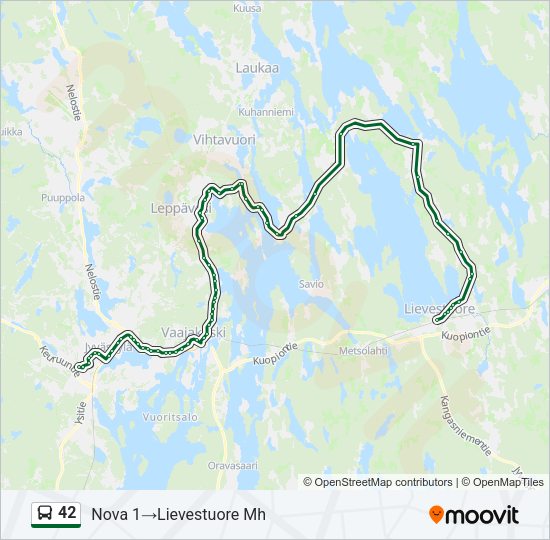 42 bussi -linjakartta