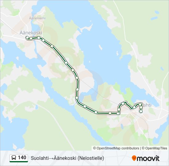 140 bussi -linjakartta
