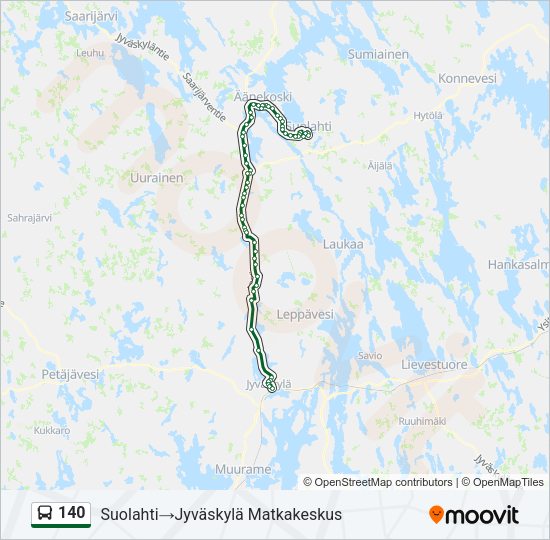 140 bussi -linjakartta
