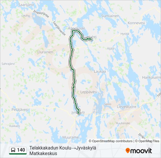 140 bussi -linjakartta