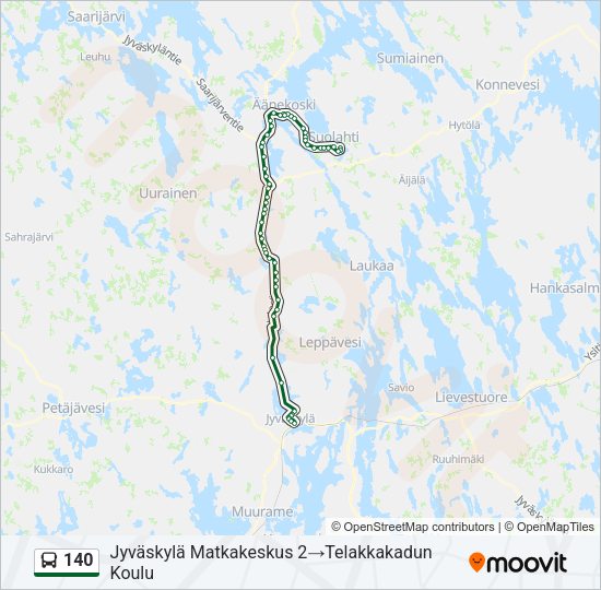 140 bussi -linjakartta
