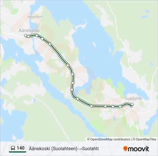 140 bussi -linjakartta