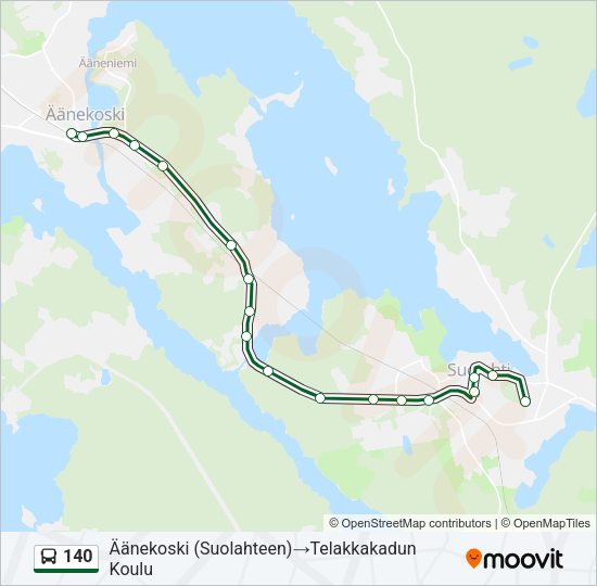 140 bussi -linjakartta