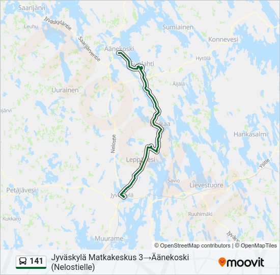 141 bussi -linjakartta