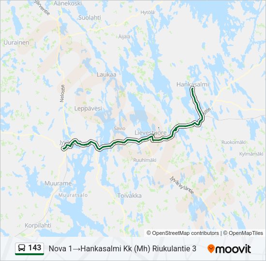 143 bussi -linjakartta