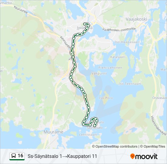 16 bussi -linjakartta
