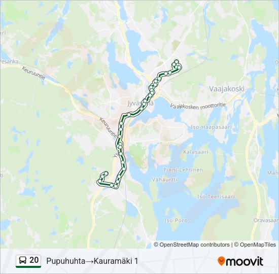 20 bussi -linjakartta