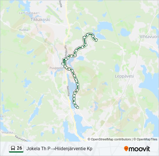 26 bussi -linjakartta
