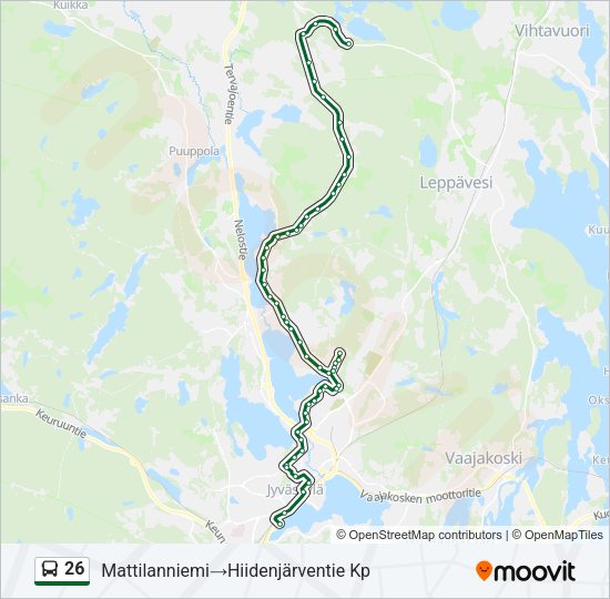 26 bussi -linjakartta