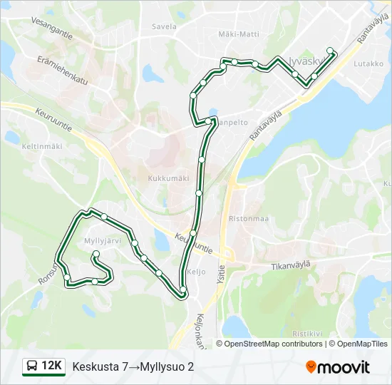 12K Bus Line Map