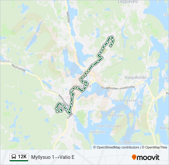 12K bussi -linjakartta