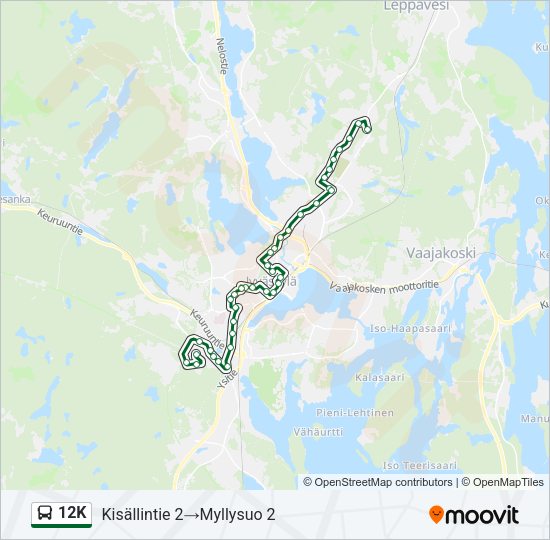 12K bussi -linjakartta