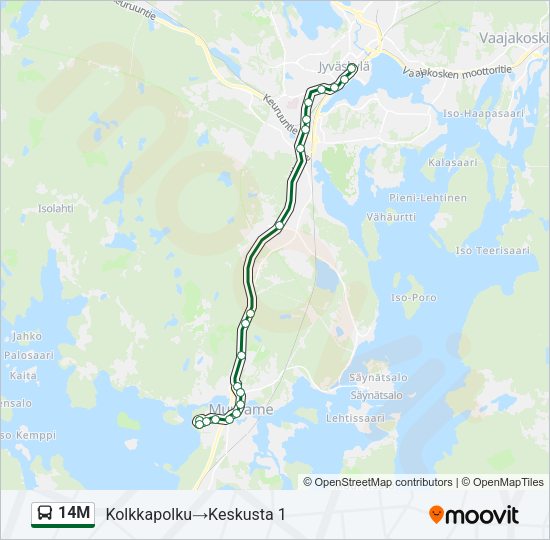 14M bussi -linjakartta