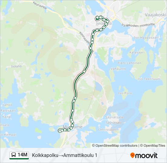 14M bussi -linjakartta