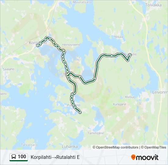 100 bussi -linjakartta