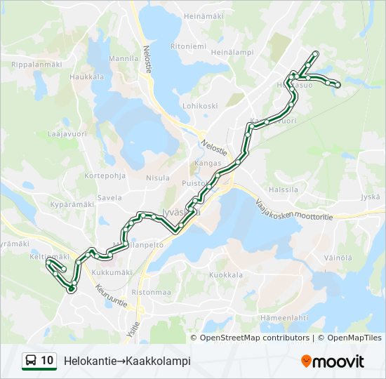 10 bussi -linjakartta