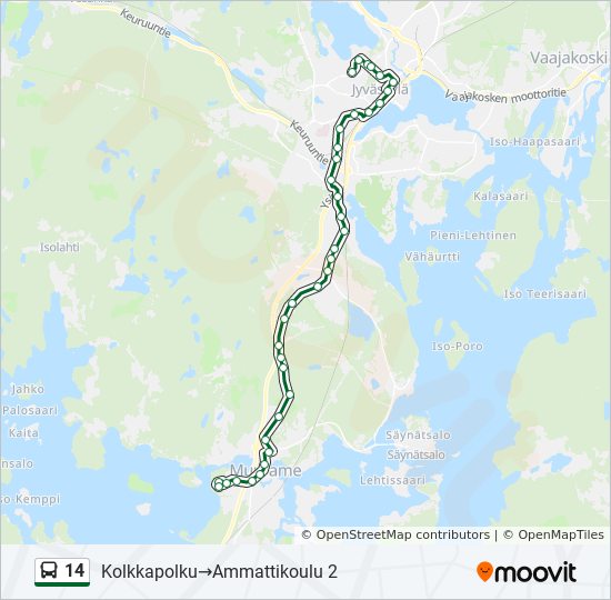 14 bussi -linjakartta