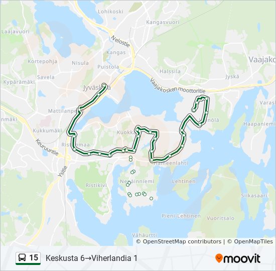 15 bussi -linjakartta