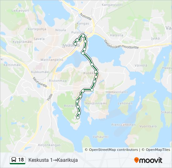 18 bussi -linjakartta