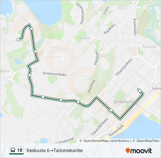 18 bussi -linjakartta