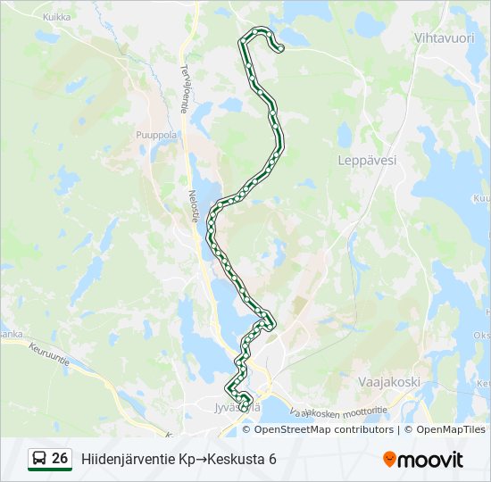 26 bussi -linjakartta