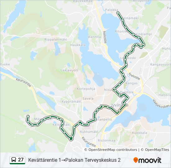 27 bussi -linjakartta