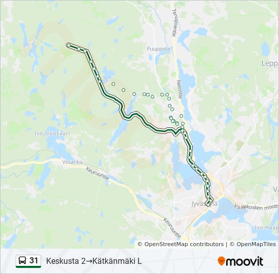31 bussi -linjakartta