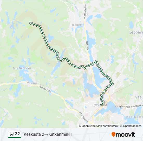 32 bussi -linjakartta