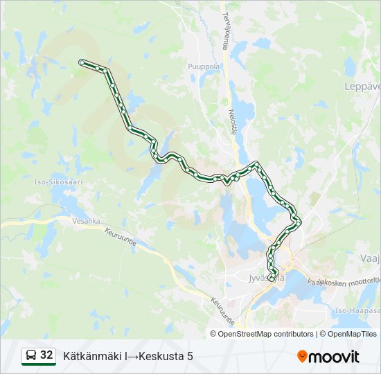 32 bussi -linjakartta