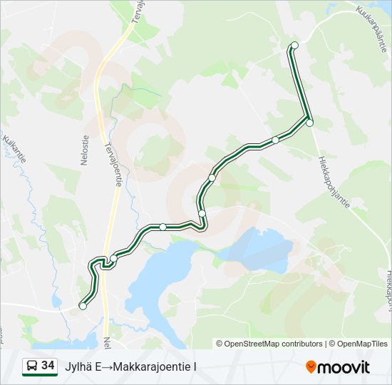 34 bussi -linjakartta