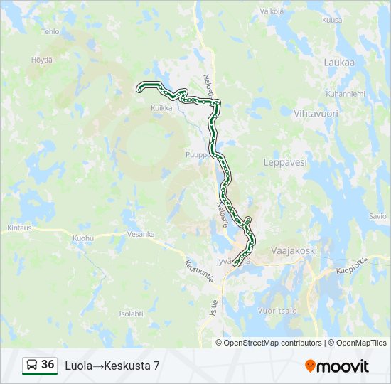 36 bussi -linjakartta