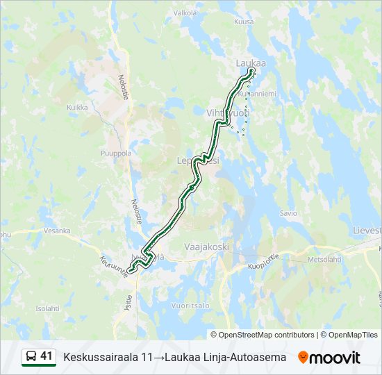 41 bussi -linjakartta