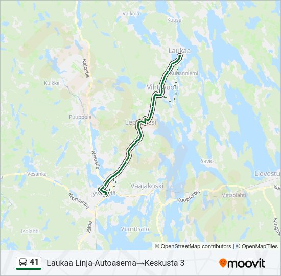 41 bussi -linjakartta
