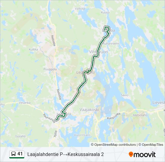 41 bussi -linjakartta