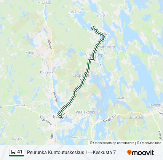 41 bussi -linjakartta