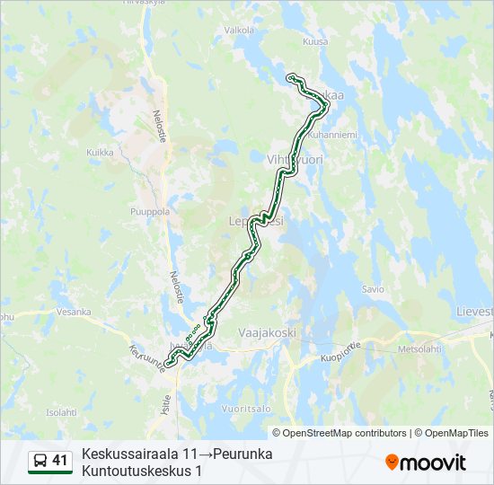41 bussi -linjakartta