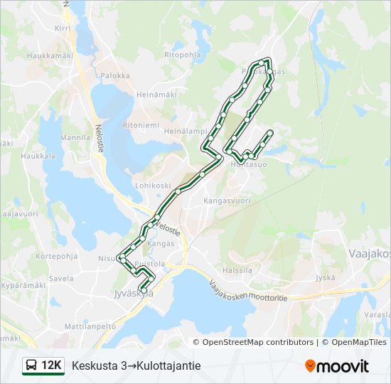 12K bussi -linjakartta