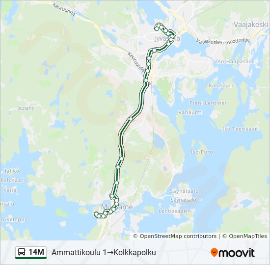 14M bussi -linjakartta