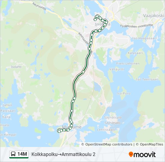 14M bussi -linjakartta