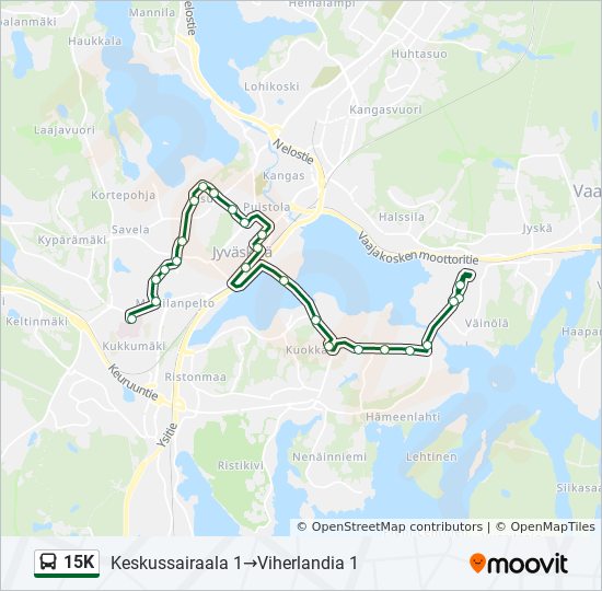 15K bussi -linjakartta