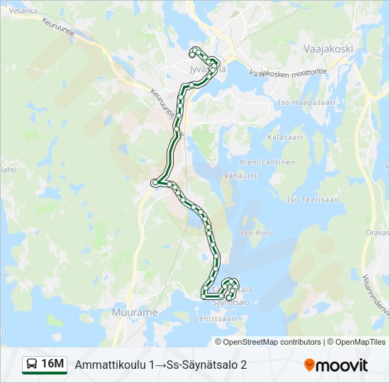 16M bussi -linjakartta