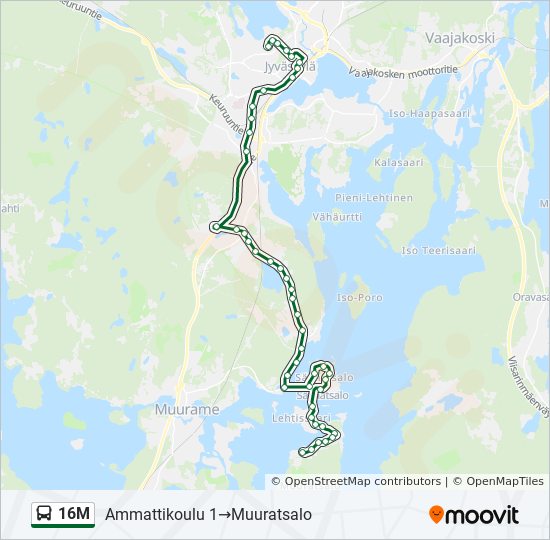 16M bussi -linjakartta