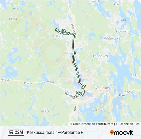 22M bussi -linjakartta