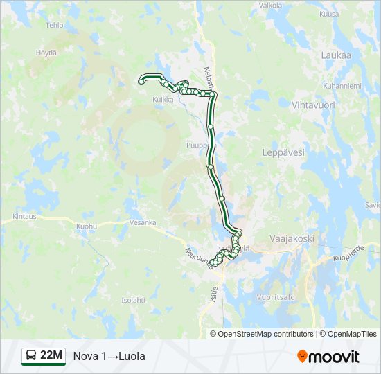 22M bussi -linjakartta