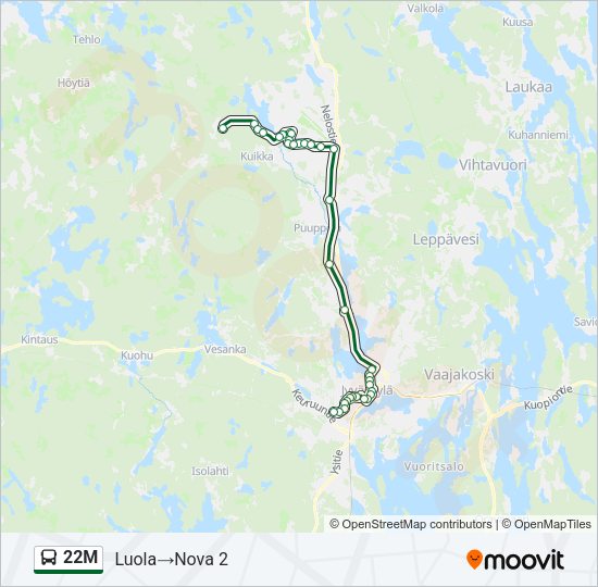 22M bussi -linjakartta