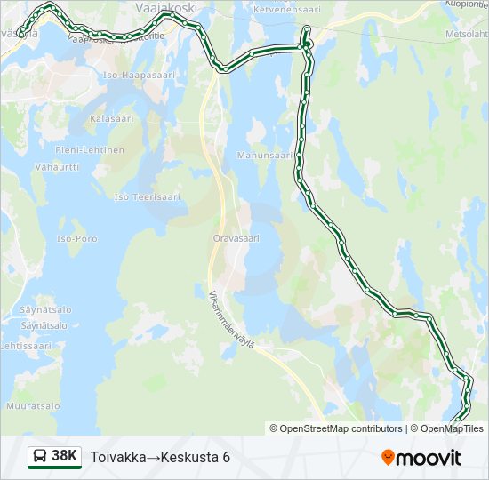 38K bussi -linjakartta