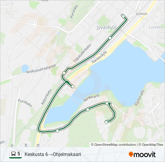 5 bussi -linjakartta