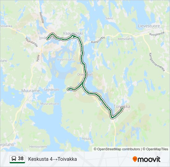 38 bussi -linjakartta